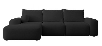 Carnos L-shaped corner sofa bed with ball, single cushions Moly 99 hydrophobic chenille left side