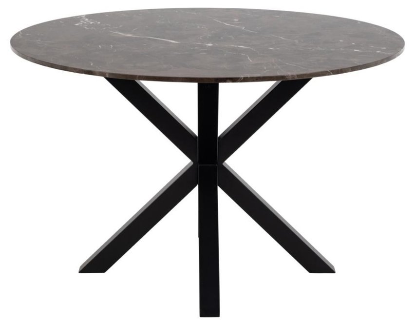 Kardema round dining table 120 cm brown marble on black legs