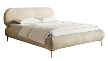 Upholstered bed 160x200 cm Ovalle beige chenille gold legs