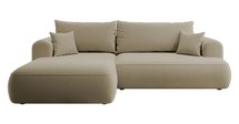 Ovo L-shaped corner sofa with sleeping function with a container in easy-to-clean fabric