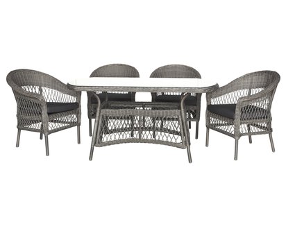 Wicker garden set Scorgi table 150x77 cm and 4 chairs gray