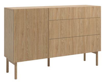 Nolie single-door chest of drawers with three drawers, 140 cm, Oiled Oak