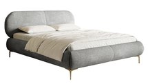 Upholstered bed 180x200 cm Ovalle gray chenille gold legs