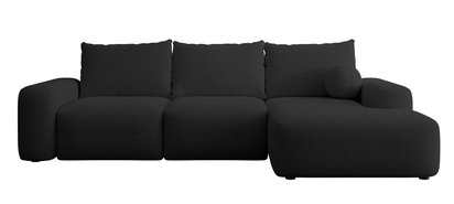 Carnos L-shaped corner sofa with sleeping function, ball, single cushions Moly 99 hydrophobic chenille right-hand side