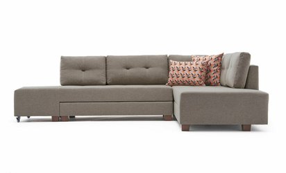 Corner sofa with sleeping function Parolly beige right-hand side