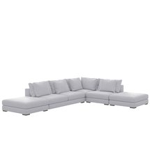 Mia L-shaped modular corner sofa with two poufs (Fabric: Grande 81)