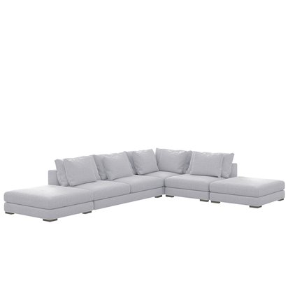 Mia L-shaped modular corner sofa with two poufs (Fabric: Grande 81)