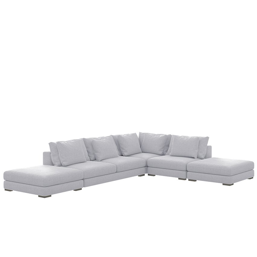 Mia L-shaped modular corner sofa with two poufs (Fabric: Grande 81)