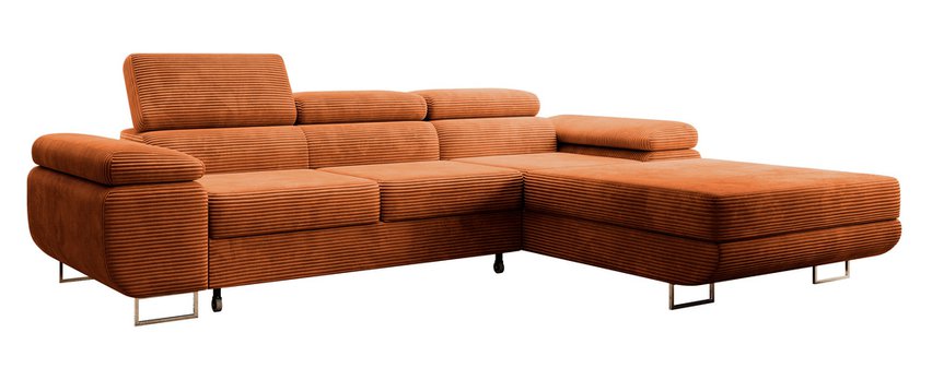 Ganta L-shaped corner sofa with sleeping function with Poso 40 container, right-hand corduroy