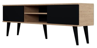 Damally TV cabinet 160 cm artisan oak/black with black legs