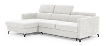 Monarda L-shaped corner sofa with sleeping function with storage and adjustable headrests, cream, easy-clean fabric, left-hand side