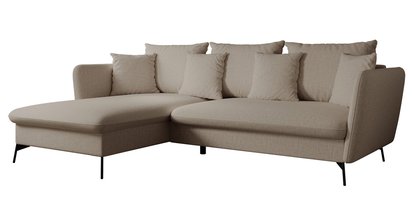 Castilio L-shaped corner sofa with sleeping function with Moly 11 container, hydrophobic chenille, left-hand side