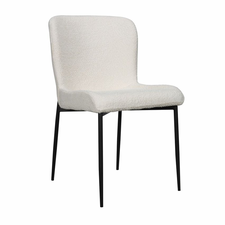 Neul white bouclé upholstered chair with black legs