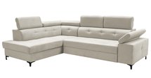 Maliko L-shaped corner sofa with sleeping function, black legs (Fabric: Trinity 01, Side: Left)