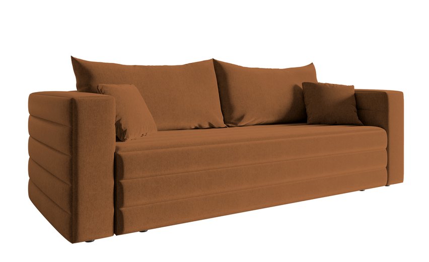 Three-seater sofa Lilla Amon 24 with a container in hydrophobic velor fabric, black legs