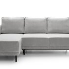 Rodario mini light gray corner sofa with sleeping function with left-hand corduroy container