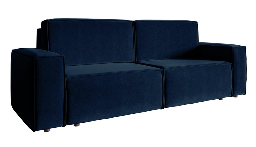 Copertino three-seater sofa bed, navy blue, hydrophobic velvet