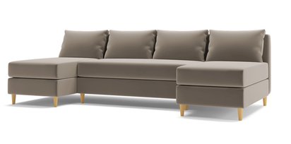 Corner sofa with sleeping function Squetta U-shaped with container universal Paros 03 velour