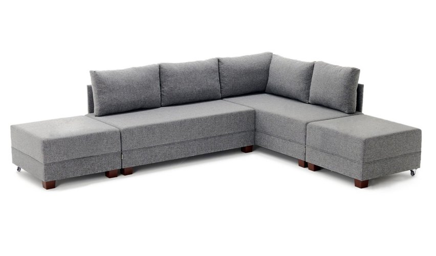 Modular corner sofa with sleeping function Solizes gray right-hand side