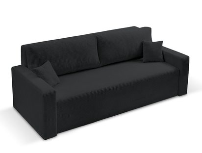 Peroso three-seater sofa bed, dark gray, with corduroy storage