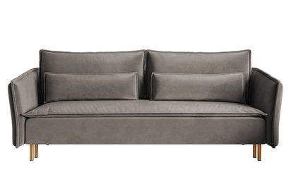 Ummo Magic Velvet 2241 three-seater sofa with a container, hydrophobic velor fabric, gold legs