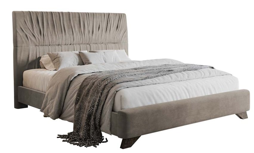 Llana upholstered bed 160x200 cm beige velvet