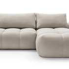 Canapé d'angle Ombo en L avec fonction couchage avec conteneur Salvador 01, velours hydrophobe, côté droit
