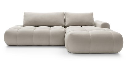 Ombo L-shaped corner sofa with sleeping function with container Salvador 01, hydrophobic velvet, right-hand side