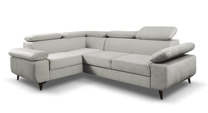 Corner sofa with sleeping function Beraus Castel 80 in hydrophobic velvet fabric, left-hand side