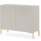 Lammelo two-door chest of drawers, 92 cm, gray beige with golden legs