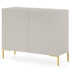 Lammelo two-door chest of drawers, 92 cm, gray beige with golden legs