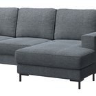 Mokpeo L-shaped corner sofa with sleeping function with two containers on black legs Sorella 89 chenille right-hand side