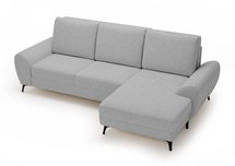 Corner sofa with sleeping function Minila L-shaped with storage light gray boucle right side