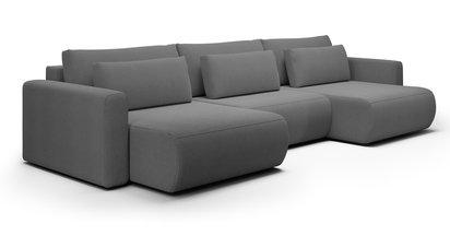 Corner sofa with sleeping function Ajwar U-shaped with storage dark gray chenille hydrophobic universal