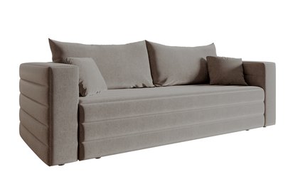 Three-seater sofa Lilla Amon 16 with a container in hydrophobic velor fabric, black legs