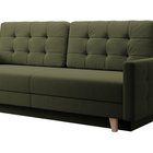 Verat three-seater sofa bed with storage, olive velvet, easy to clean