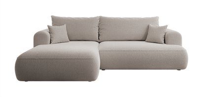 Ovo L-shaped corner sofa with sleeping function with a boucle container