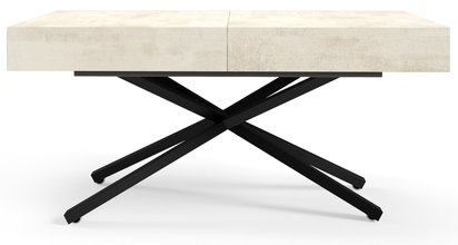 2in1 Movilinne coffee table, extendable, cream, X-shaped legs