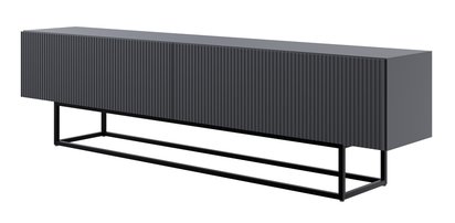 Veldio TV cabinet with milled front 175 cm Black with black legs