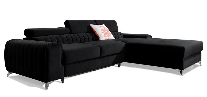 Corner sofa with sleeping function Lurighet L-shaped with container (Fabric: Velvetmat 10, Side: Right)