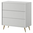 Bello three-drawer white chest of drawers with gold legs