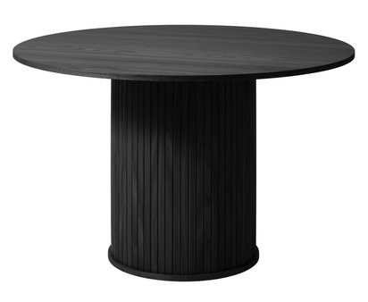 Gativel round table 120 cm with a round base, black oak slats