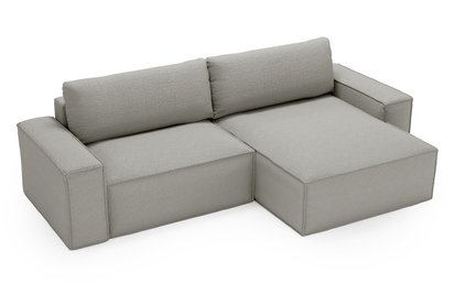 Brylio L-shaped corner sofa with sleeping function with storage, universal, light gray plush