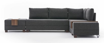 Modular corner sofa with sleeping function Solizes dark gray right-hand side