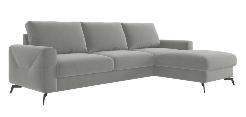 Softano L-shaped corner sofa with sleeping function with Cloud 83 container, easy-cleaning, hydrophobic velvet, right-hand side