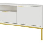 Diargo 175 cm two-door TV cabinet with a drawer and a niche, white on a gold frame