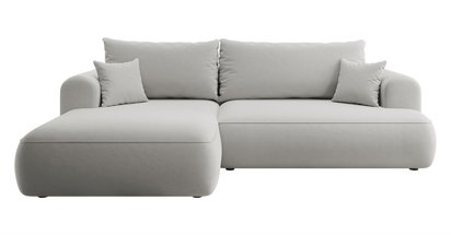 Ovo L-shaped corner sofa with sleeping function with a container in easy-to-clean fabric