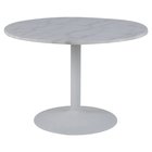 Table à manger ronde Fliese, diamètre 110 cm, marbre blanc sur socle blanc