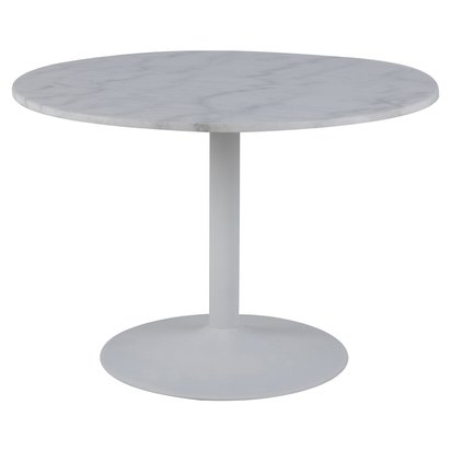 Fliese round dining table diameter 110 cm white marble on a white base