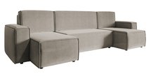 Copertino U-shaped corner sofa with sleeping function with storage, universal, gray-beige, hydrophobic velvet